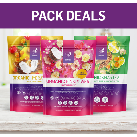 1 x Organic Pink Power, 1 x Organic Hydrate Plus and 1 x Organic Smartea – Normal SRP £135.48